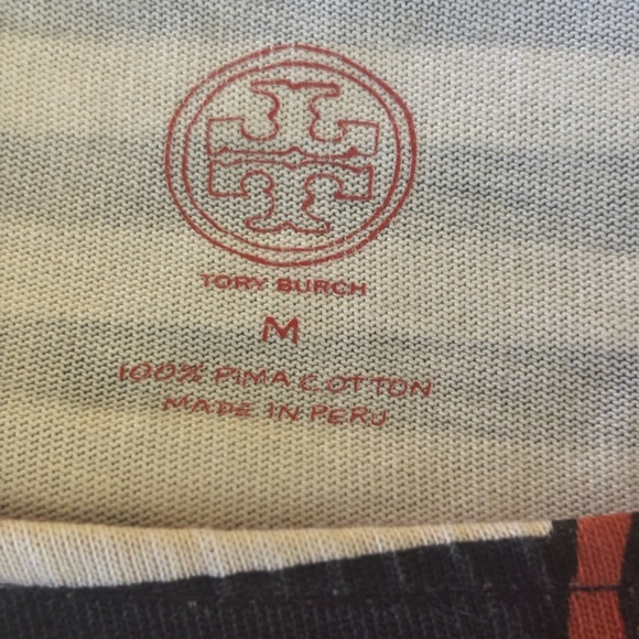 Tory Burch Floral Stripe Cotton Shift Dress.  SZ M - Picture 5 of 7